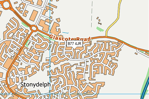 B77 4JR map - OS VectorMap District (Ordnance Survey)