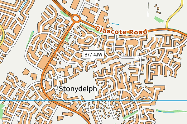 B77 4JW map - OS VectorMap District (Ordnance Survey)