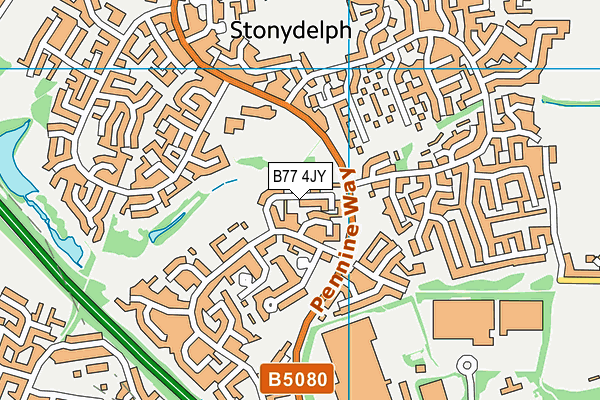 B77 4JY map - OS VectorMap District (Ordnance Survey)