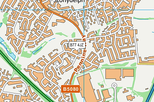 B77 4JZ map - OS VectorMap District (Ordnance Survey)