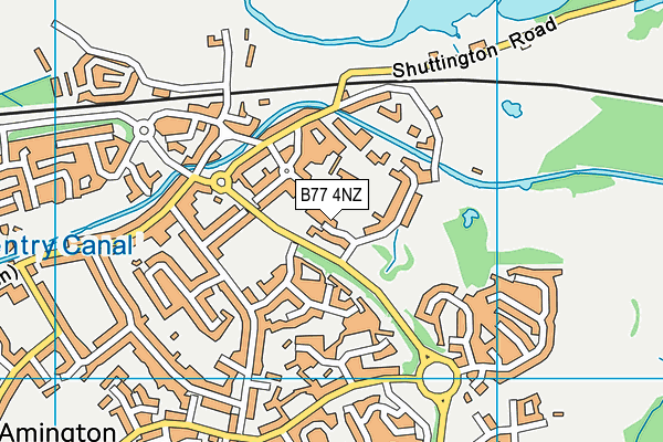 B77 4NZ map - OS VectorMap District (Ordnance Survey)