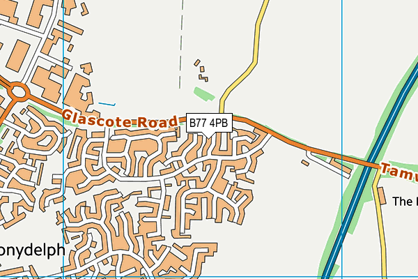 B77 4PB map - OS VectorMap District (Ordnance Survey)