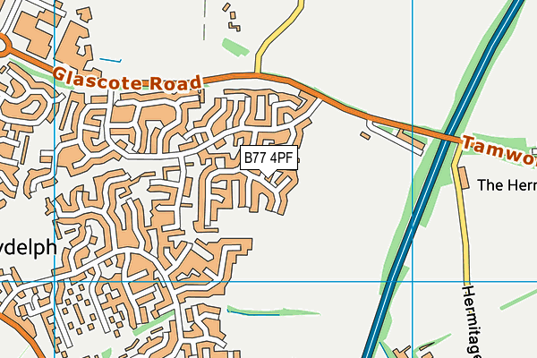 B77 4PF map - OS VectorMap District (Ordnance Survey)