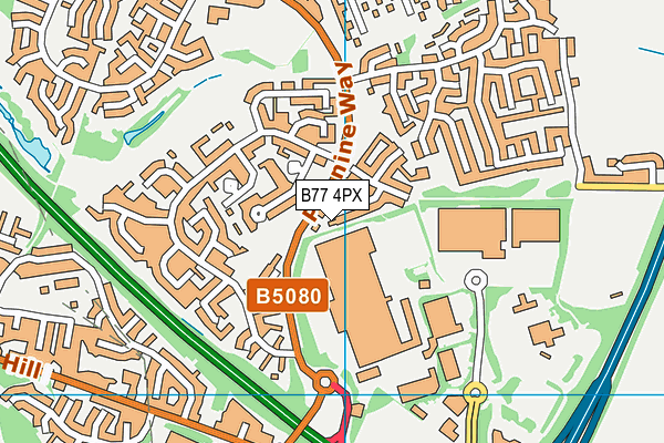 B77 4PX map - OS VectorMap District (Ordnance Survey)