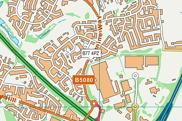 B77 4PZ map - OS VectorMap District (Ordnance Survey)