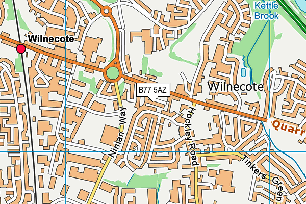 B77 5AZ map - OS VectorMap District (Ordnance Survey)