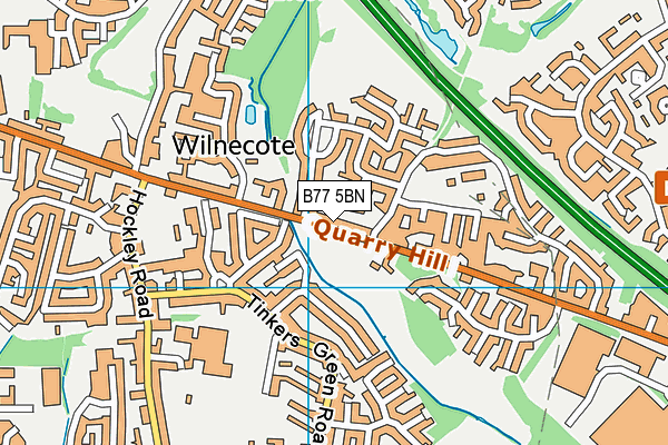 B77 5BN map - OS VectorMap District (Ordnance Survey)