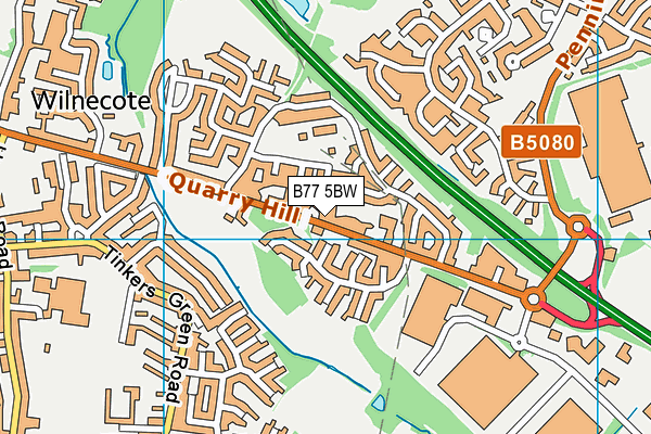 B77 5BW map - OS VectorMap District (Ordnance Survey)