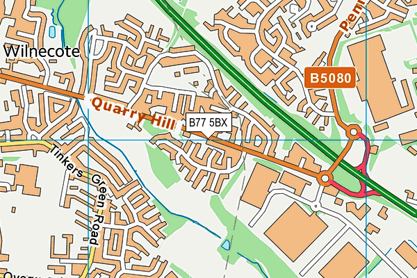 B77 5BX map - OS VectorMap District (Ordnance Survey)