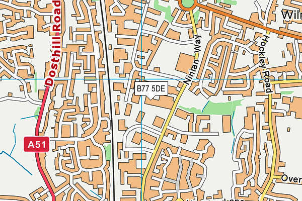 B77 5DE map - OS VectorMap District (Ordnance Survey)