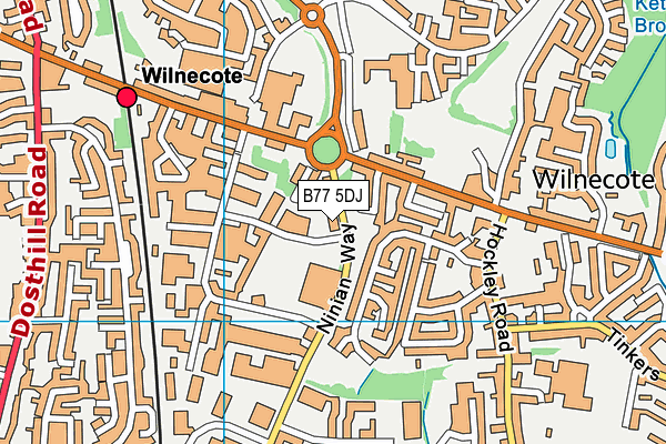 B77 5DJ map - OS VectorMap District (Ordnance Survey)