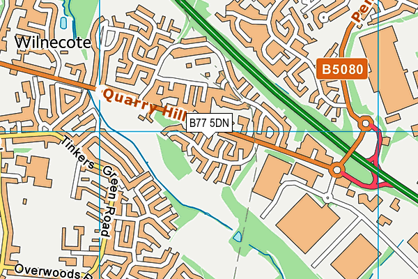 B77 5DN map - OS VectorMap District (Ordnance Survey)