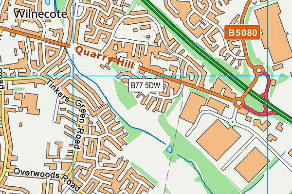 B77 5DW map - OS VectorMap District (Ordnance Survey)