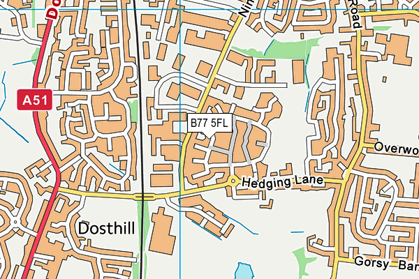 B77 5FL map - OS VectorMap District (Ordnance Survey)