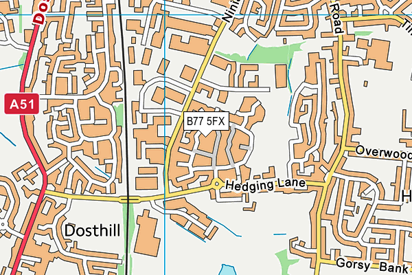 B77 5FX map - OS VectorMap District (Ordnance Survey)