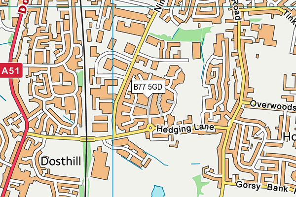 B77 5GD map - OS VectorMap District (Ordnance Survey)