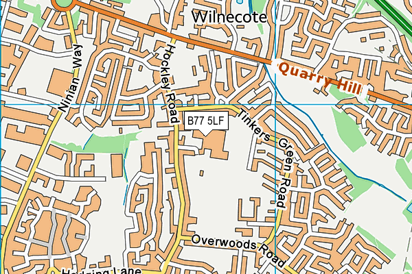 Wilnecote Community Leisure Centre map (B77 5LF) - OS VectorMap District (Ordnance Survey)