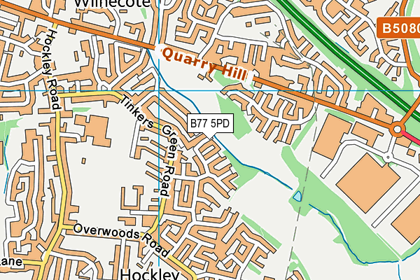 B77 5PD map - OS VectorMap District (Ordnance Survey)