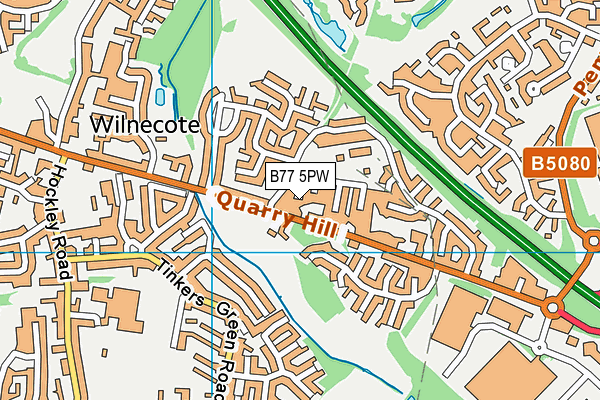 B77 5PW map - OS VectorMap District (Ordnance Survey)