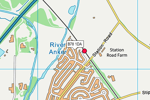 B78 1DA map - OS VectorMap District (Ordnance Survey)