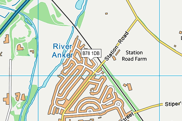 B78 1DB map - OS VectorMap District (Ordnance Survey)