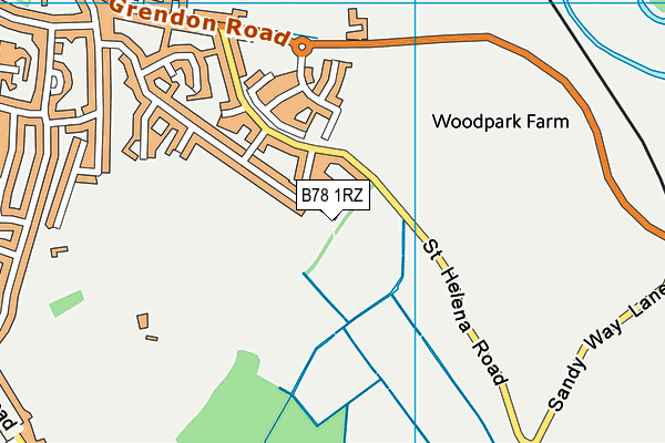 B78 1RZ map - OS VectorMap District (Ordnance Survey)