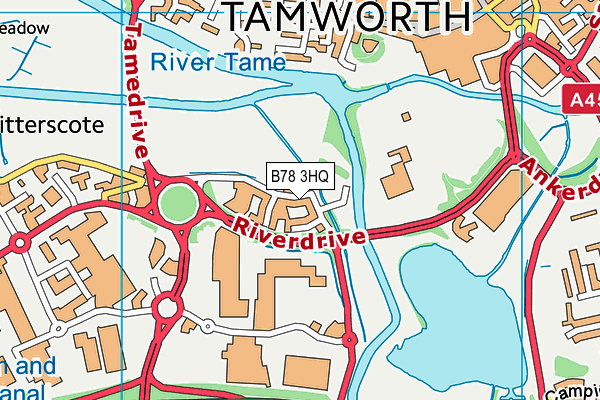 Bannatyne Health Club (Tamworth) map (B78 3HQ) - OS VectorMap District (Ordnance Survey)