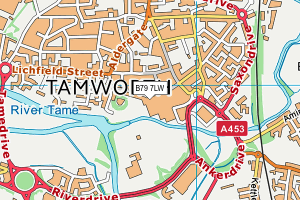 B79 7LW map - OS VectorMap District (Ordnance Survey)