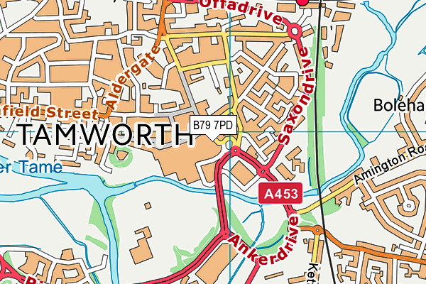 B79 7PD map - OS VectorMap District (Ordnance Survey)