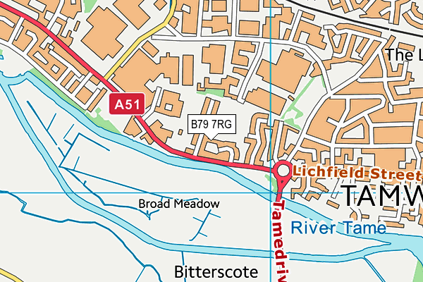 B79 7RG map - OS VectorMap District (Ordnance Survey)