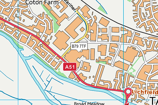 B79 7TF map - OS VectorMap District (Ordnance Survey)