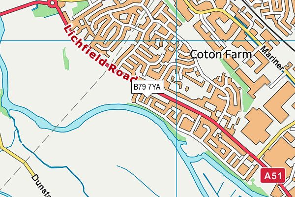 B79 7YA map - OS VectorMap District (Ordnance Survey)