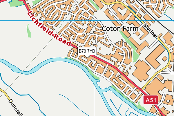 B79 7YD map - OS VectorMap District (Ordnance Survey)