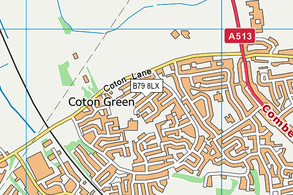 Coton Green Primary School map (B79 8LX) - OS VectorMap District (Ordnance Survey)
