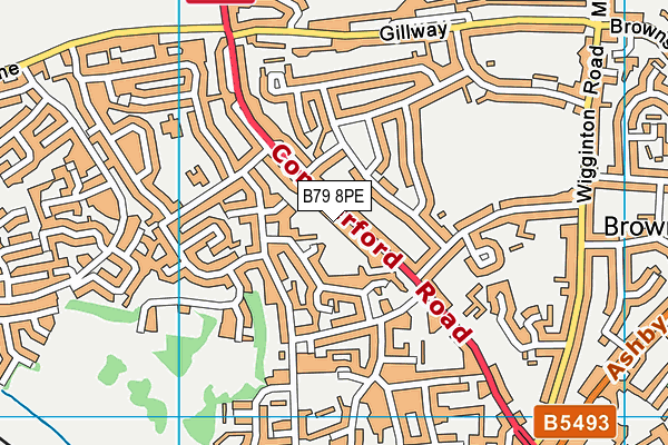 B79 8PE map - OS VectorMap District (Ordnance Survey)