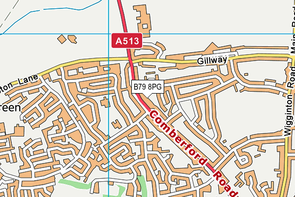 B79 8PG map - OS VectorMap District (Ordnance Survey)