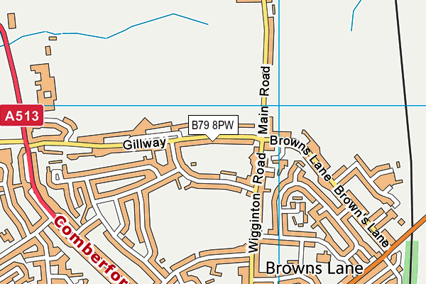 B79 8PW map - OS VectorMap District (Ordnance Survey)