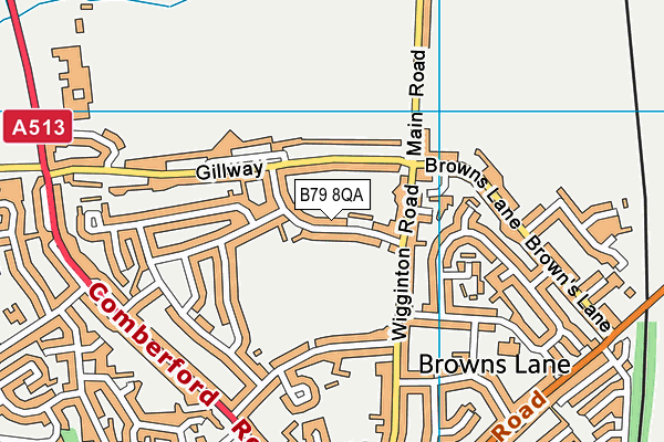 B79 8QA map - OS VectorMap District (Ordnance Survey)