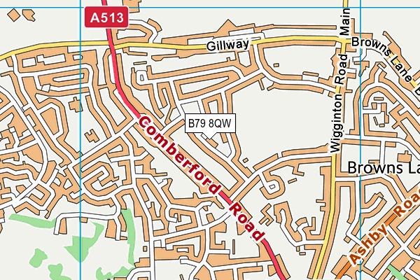 B79 8QW map - OS VectorMap District (Ordnance Survey)