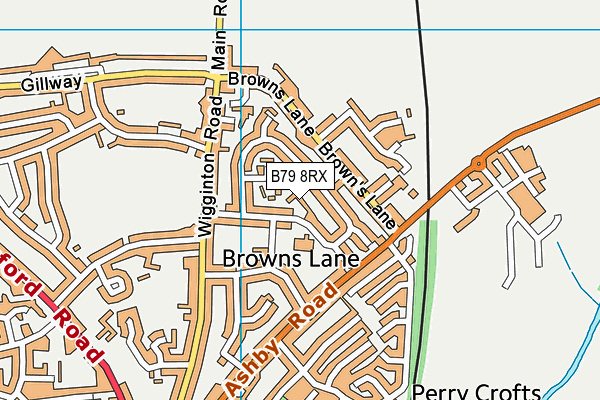 B79 8RX map - OS VectorMap District (Ordnance Survey)