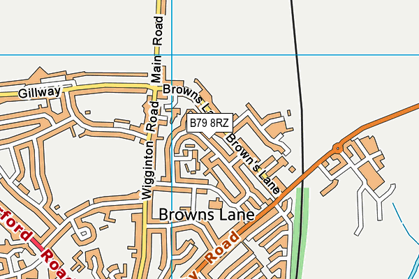B79 8RZ map - OS VectorMap District (Ordnance Survey)