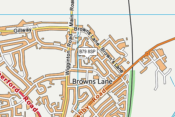 B79 8SP map - OS VectorMap District (Ordnance Survey)