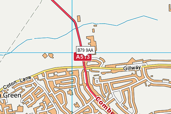 Rawlett Leisure Centre map (B79 9AA) - OS VectorMap District (Ordnance Survey)