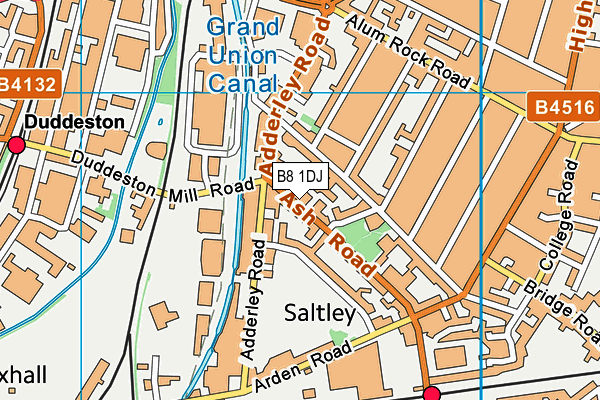 B8 1DJ map - OS VectorMap District (Ordnance Survey)