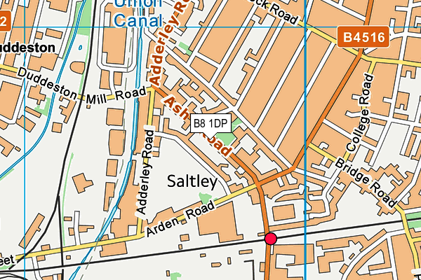 B8 1DP map - OS VectorMap District (Ordnance Survey)