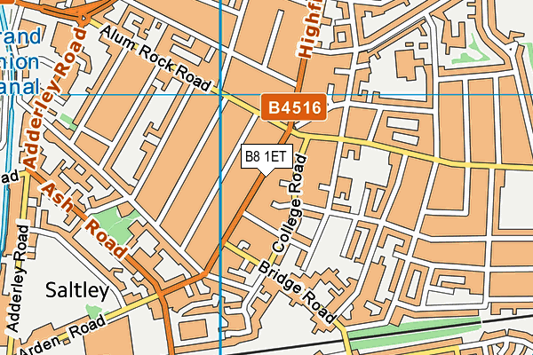 B8 1ET map - OS VectorMap District (Ordnance Survey)
