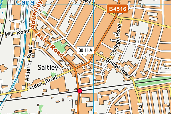 B8 1HA map - OS VectorMap District (Ordnance Survey)