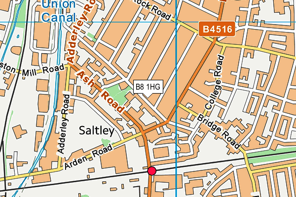 B8 1HG map - OS VectorMap District (Ordnance Survey)