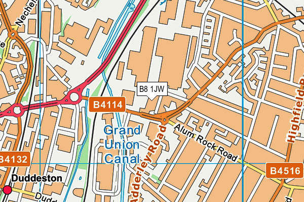 B8 1JW map - OS VectorMap District (Ordnance Survey)