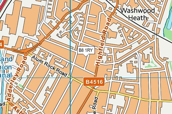 B8 1RY map - OS VectorMap District (Ordnance Survey)